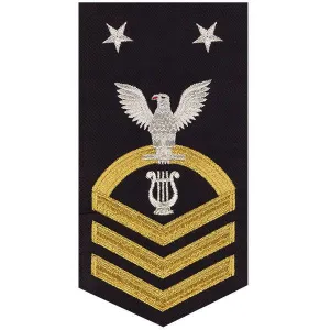Navy E9 MALE Rating Badge: Musician - seaworthy gold on blue