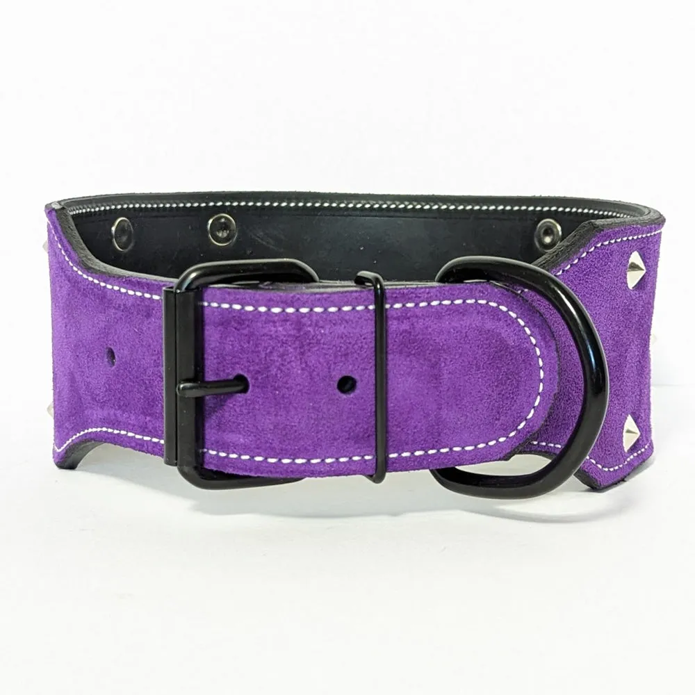 NX33 - 3" Wide Leather Dog Collar Custom Name Plate Collar with Studs