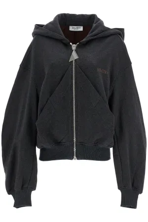 Oversized Black Gradient Zip Hoodie