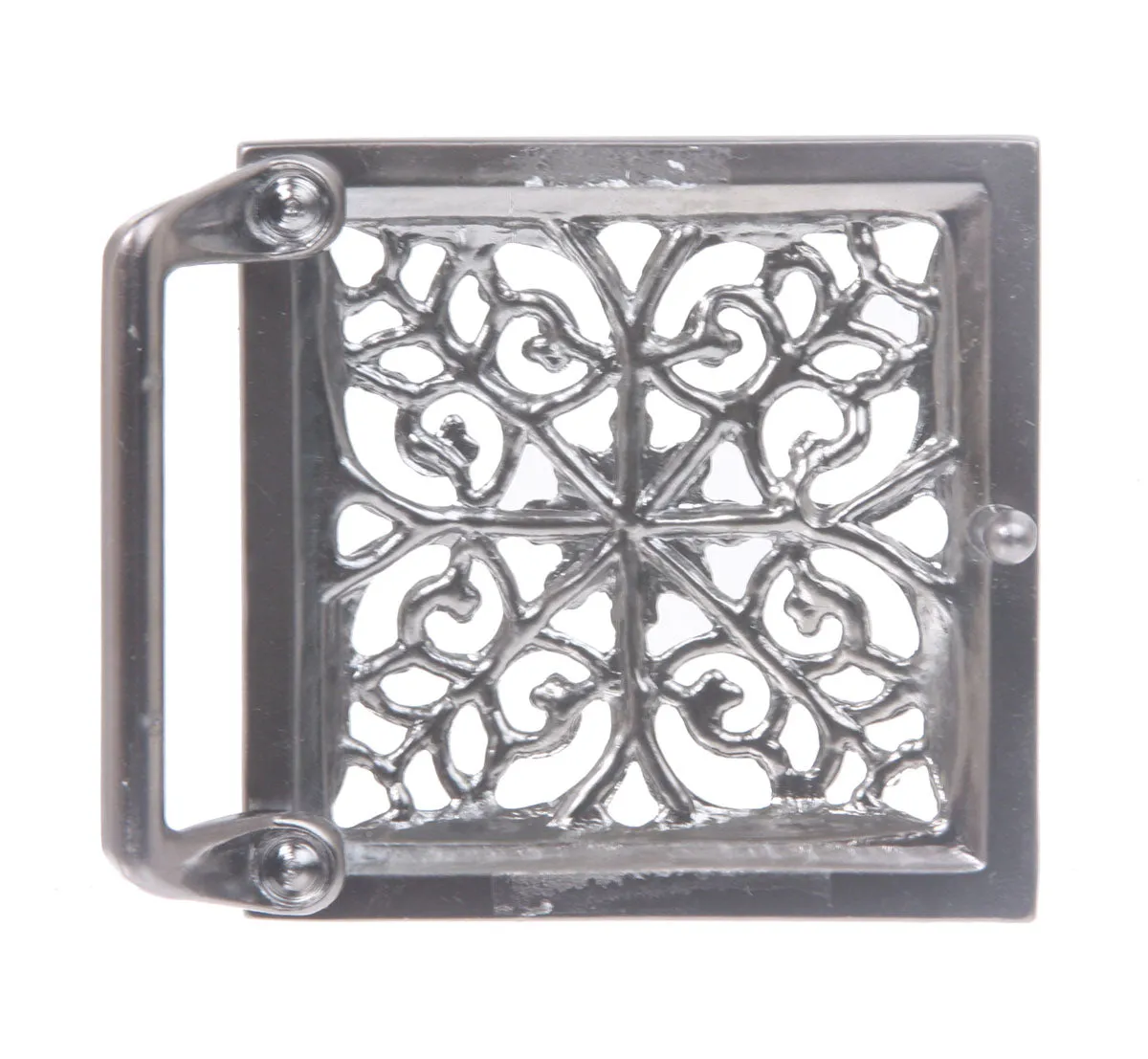 Perforated Square Rhinestone Flower Belt Buckle
