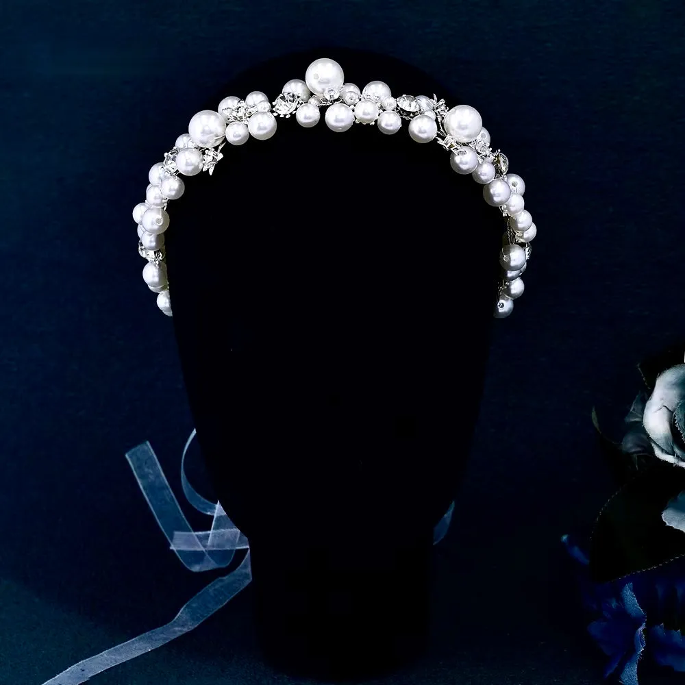 "Saga" - Pearl and Crystal Bridal Headband