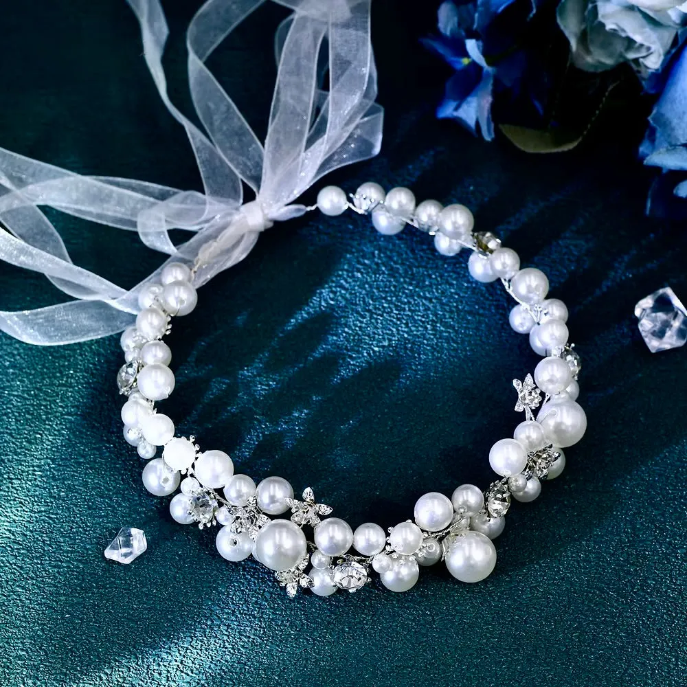 "Saga" - Pearl and Crystal Bridal Headband