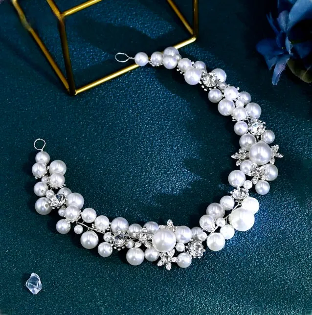 "Saga" - Pearl and Crystal Bridal Headband