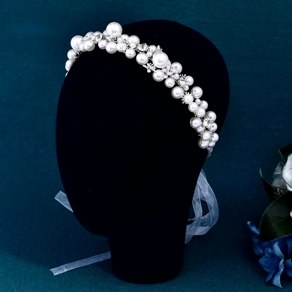 "Saga" - Pearl and Crystal Bridal Headband