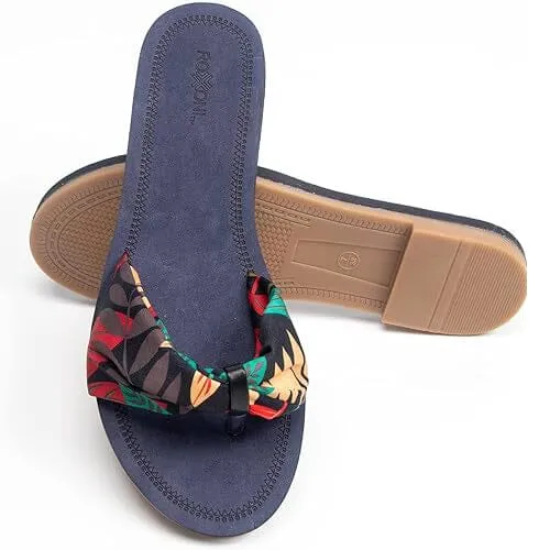Roxoni Floral Lace Strap Slippers for Women