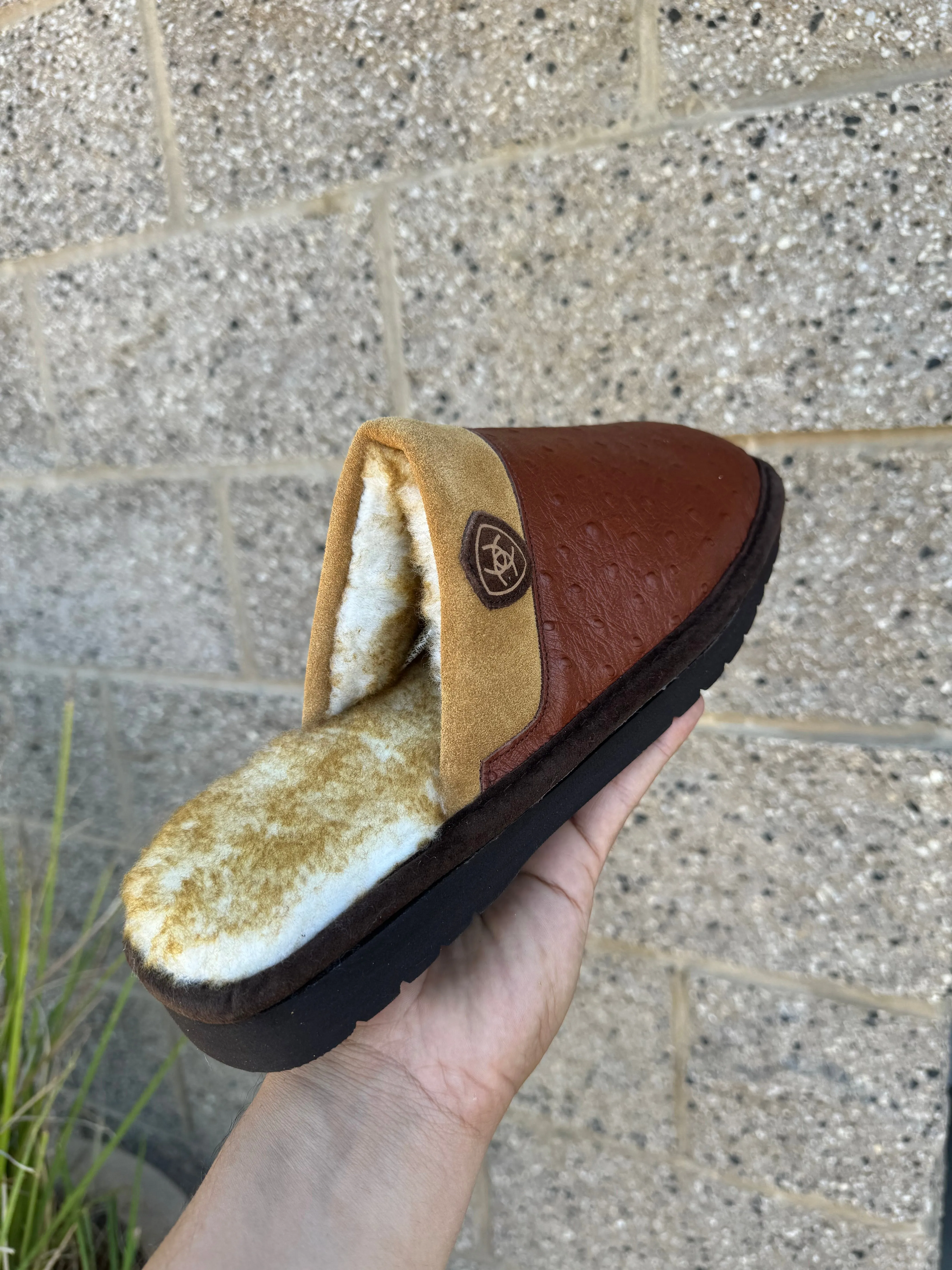 Silversmith Square Toe Men's Slippers OSTRICH (Cognac)