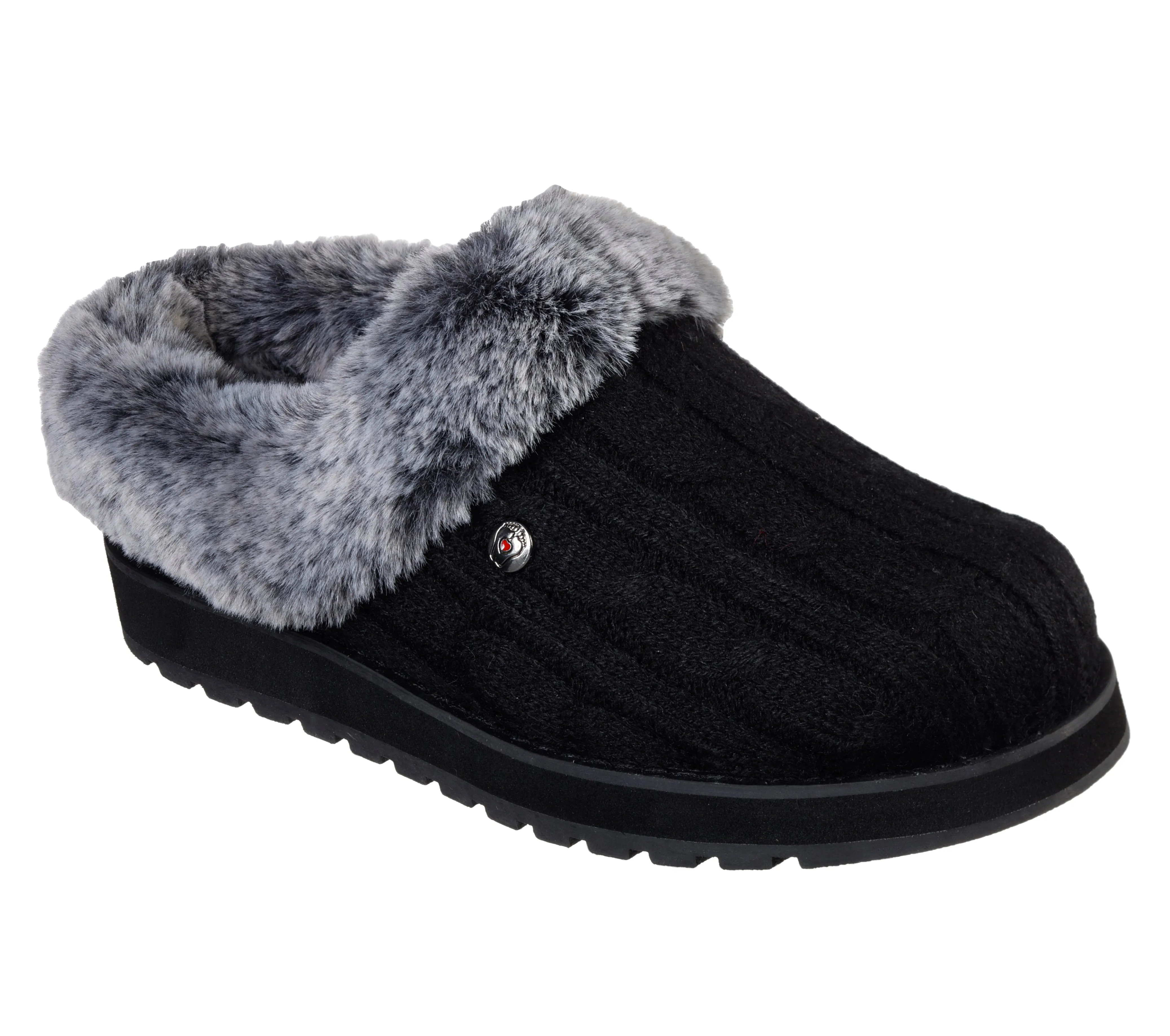 Skechers 31204/BLK Black Womens Bobs Keepsakes Comfort Soft Slip On Mule Slippers