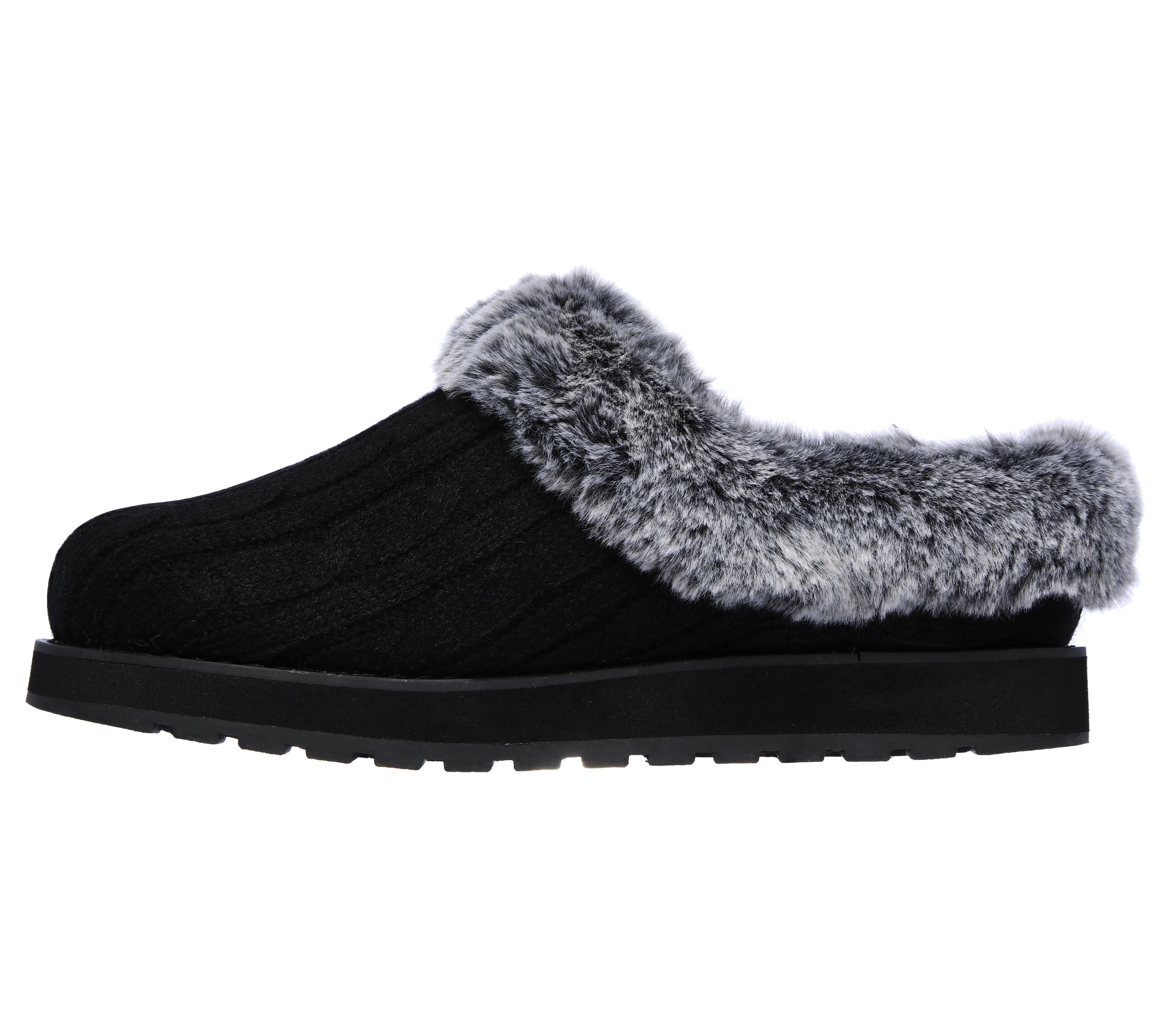 Skechers 31204/BLK Black Womens Bobs Keepsakes Comfort Soft Slip On Mule Slippers