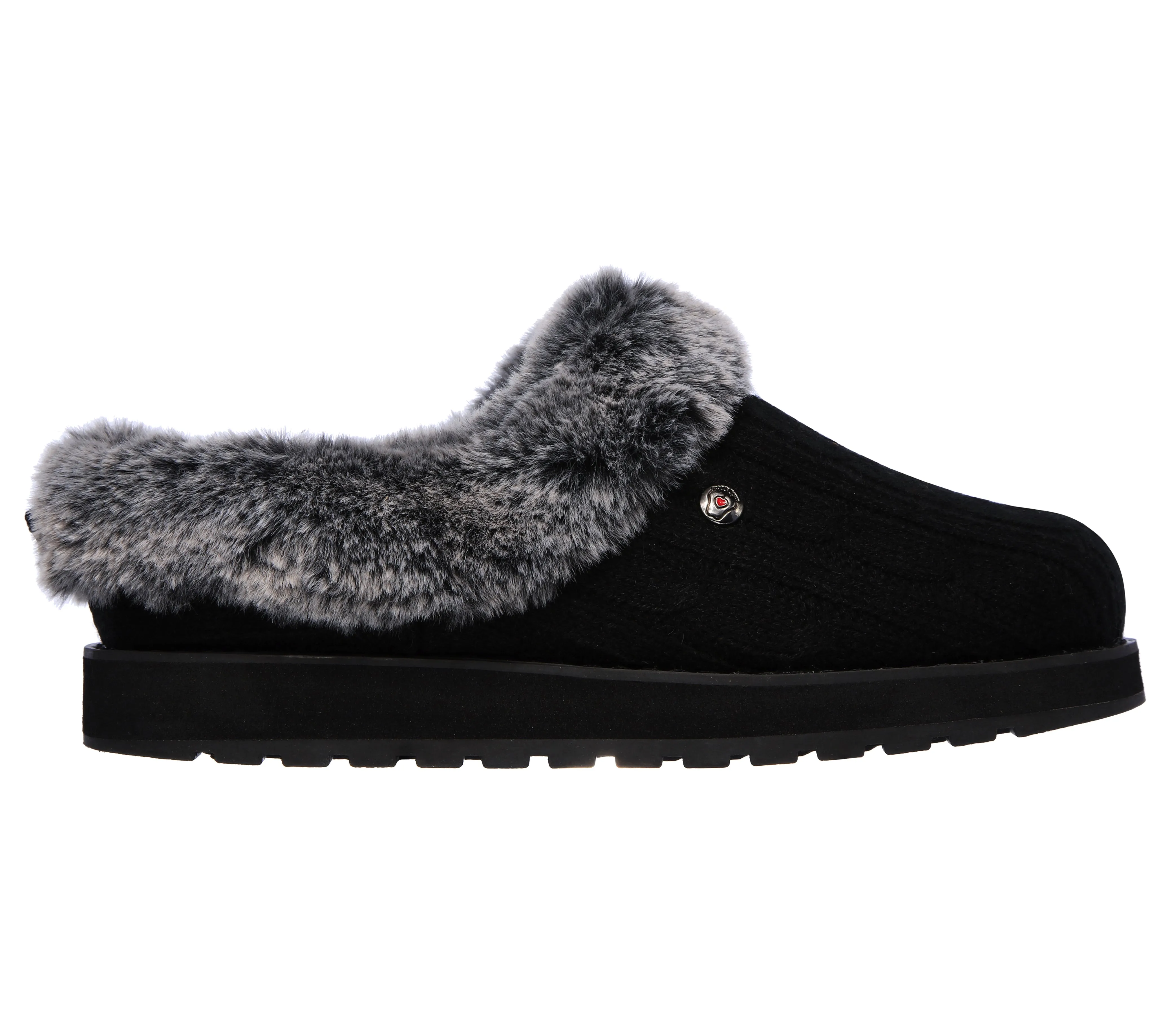 Skechers 31204/BLK Black Womens Bobs Keepsakes Comfort Soft Slip On Mule Slippers