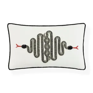 Snake Embroidered Pillow