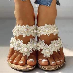 Sohiwoo  Womens Holiday Slippers Studded Flip Flops Cute Slides