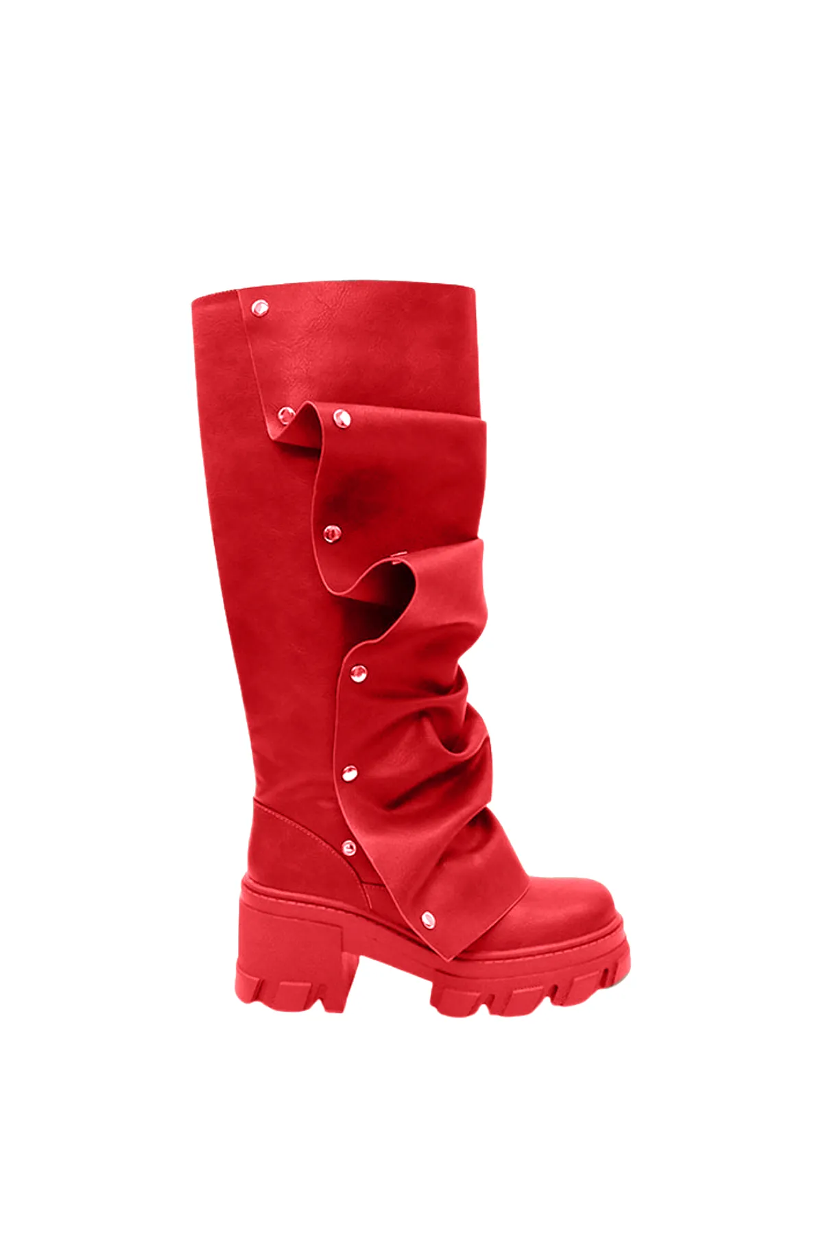 Studded Ruch Leather Boots