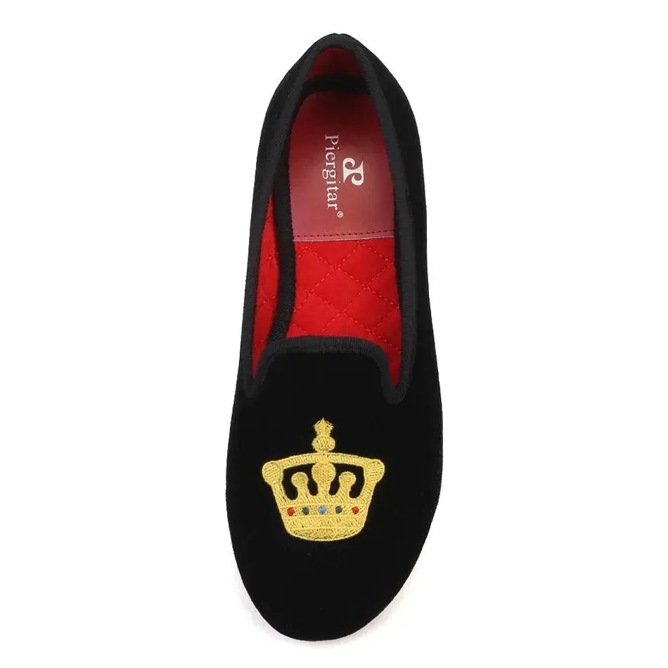 Velvet Women's Loafers with Crown