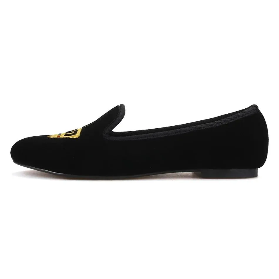 Velvet Women's Loafers with Crown