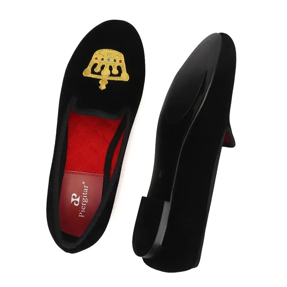 Velvet Women's Loafers with Crown