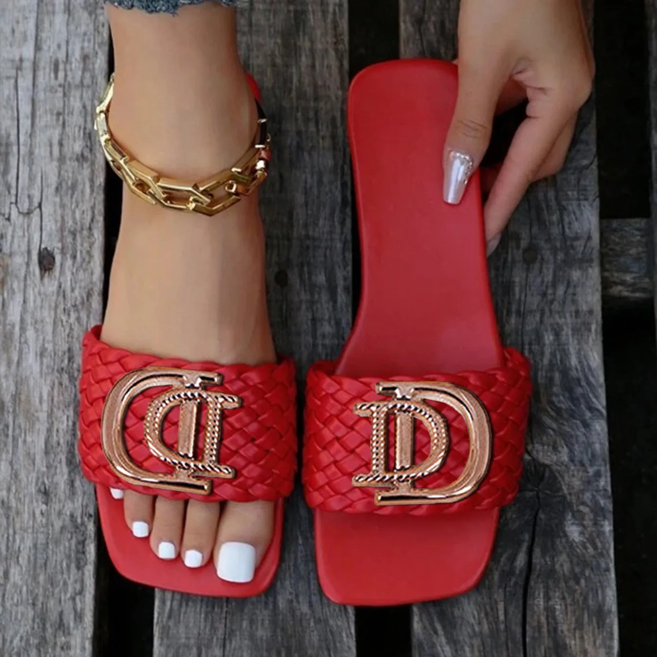 Women's Weave Fashion Slipper Slides